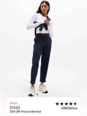 Athleta Brooklyn Ankle Pants Size 10 Blue Stretch Travel mid rise